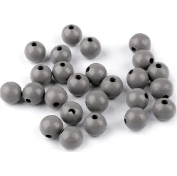 Korálek Dřevěné korálky Ø13 a 14 mm, střední, 6 (Ø14 mm) šedá světlá