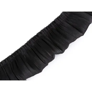 Volánek 3D řasený, krešovaný šíře 40 mm, střední, 2 černá