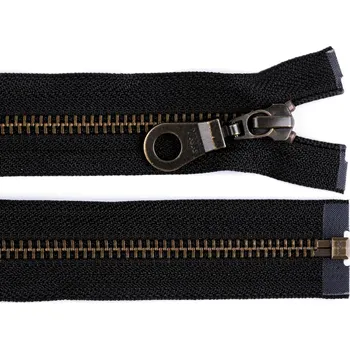 Zip Staromosazný zip YKK No 5 délka 75 cm bundový, střední, černá