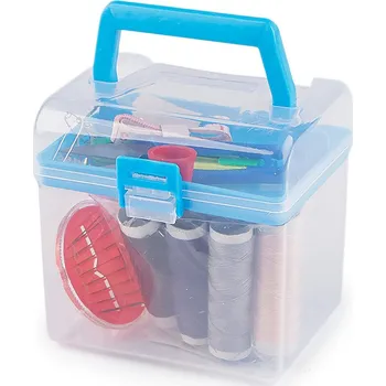 Organizér galanterie Sada na šití v boxu, střední, 3 modrá