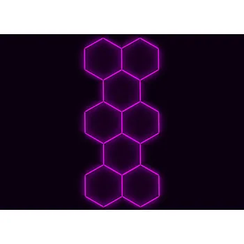 Kompletní LED hexagonové svítidlo růžové, rozměr: 8 elementů 166 x 386 cm