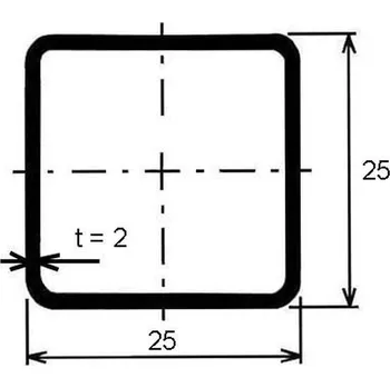 Stavební profil Jekl čtvercový 25×25×2 mm – 6 m