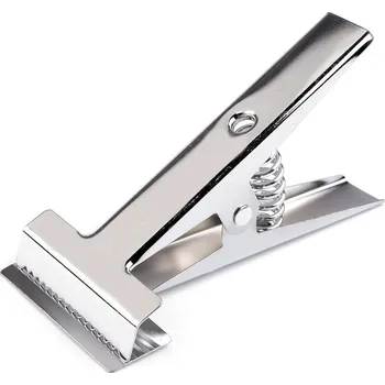 Klip kovový pružinový na látky 8 cm silný, střední, nikl