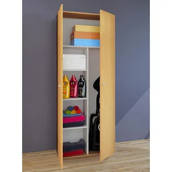 Koupelnový nábytek Vcm Úklidová skříňka Vandol ll s dvířky, buk