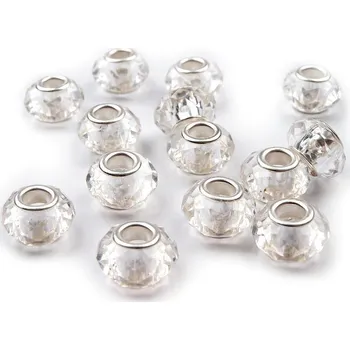 Dětské navlékací korálky Plastové korálky s ploškami s velkým průvlekem 14,5x9 mm, střední, 4 transparent