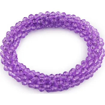 Náramek Náramek / gumička z broušených korálků, střední, 4 fialová lila