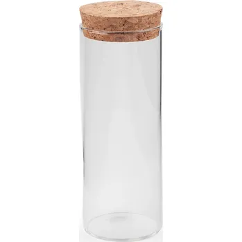 Dóza na potraviny Skleněná lahvička / dóza s korkem, střední, 2 (47x120 mm) transparent