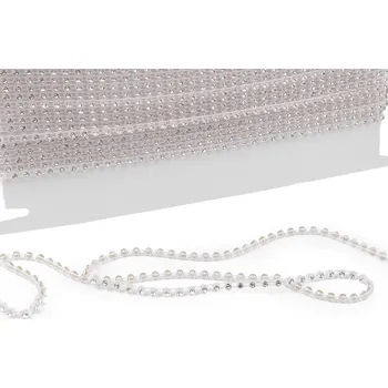 Štrasový prýmek / borta s kamínky Ø4 mm, střední, 1 crystal transparent