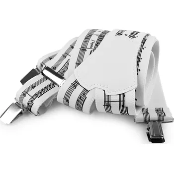 Kšandy Šle hudební šíře 4 cm délka 120 cm, střední, 6 bílá noty