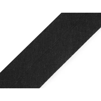 Šikmý proužek bavlněný šíře 40 mm zažehlený, střední, 999 143 černá