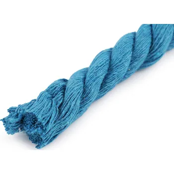 Bavlněná šňůra kroucená Ø12 mm macrame, střední, 15 modrá tyrkys