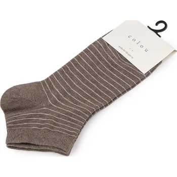 Dámské ponožky Dámské / dívčí bavlněné ponožky kotníkové, velké, 4 béžová tmavá proužky