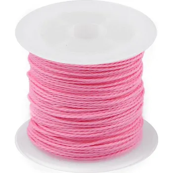 Šnůrka PES kroucená Ø1 mm voskovaná, střední, 4 růžová sv.