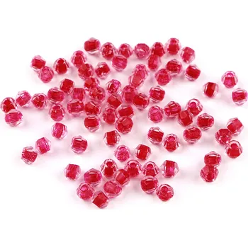 Dětské navlékací korálky Skleněné korálky broušené Ø4 mm transparentní s průtahem, střední, 7 červená