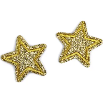 Nažehlovačka hvězda s glitry, střední, 3 zlatá