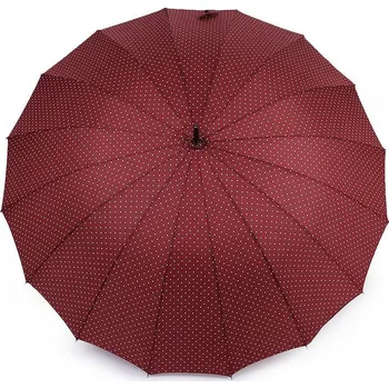 Deštník Dámský vystřelovací deštník s puntíky, střední, 1 bordó sv. zelená