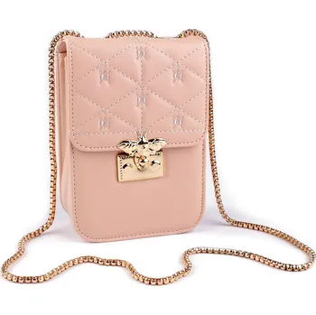 Kabelka Dámská kabelka prošívaná crossbody s včelou 13x18,5 cm, střední, 1 pudrová