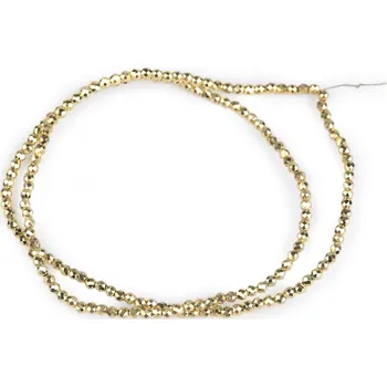 Dětské navlékací korálky Skleněné korálky broušené ohňovky 2 mm metalické, na drátku, velké, 2 zlatá sv.