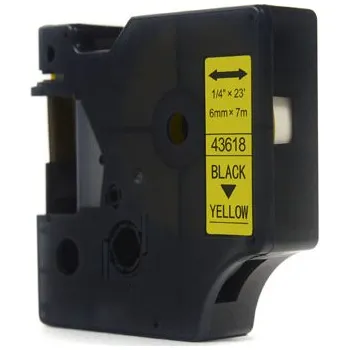 Pásek do tiskárny Ribbon JetWorld Replacement Dymo D1 Black on Yellow 6mm x 7m LM100, LM100+, LM200, LM300, LM400, LM420P, LM350, LM350D, LM360D, LM450D, LM260P, LM120P, LM500TS, LM160, LM210D, LM280, LM150, LM220 (43618) (S0720790)