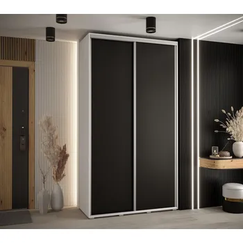 Šatní skříň Šatní skříň ASIRI 1 - 130/45 cm, bílá / černá / stříbrná