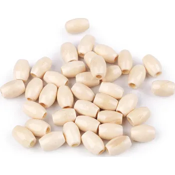 Dětské navlékací korálky Dřevěné korálky olivy 6x10 mm, střední, přírodní sv.