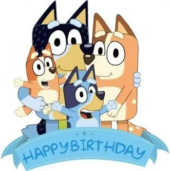 Jedlá dekorace na dort Dekorace zápich do dortu s motivem narozeninových pejsci BLUEY BINGO zápich