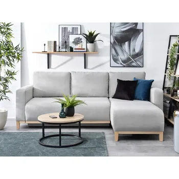 Sedací souprava Rohová sedací souprava DALENA - světle šedá / dub