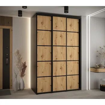 Šatní skříň Šatní skříň ASIRI 4 - 150/60 cm, černá / dub artisan / černá