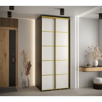 Šatní skříň Šatní skříň YVONA 4 - 110/60 cm, černá / bílá / zlatá