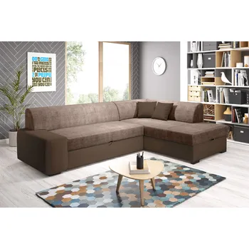 Sedací souprava Rohová sedací souprava VALTRUDA - tmavě hnědá / hnědá, pravý roh