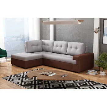 Sedací souprava Rohová sedací souprava CAMILLE - hnědá eko kůže / béžová, levý roh