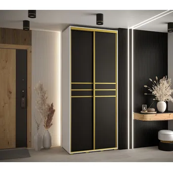 Šatní skříň Šatní skříň ASIRI 10 - 120/60 cm, bílá / černá / zlatá