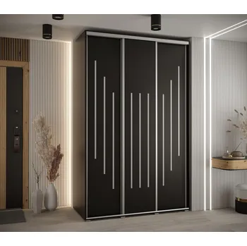 Šatní skříň Šatní skříň YVONA 8 - 160/60 cm, černá / stříbrná