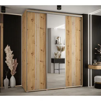 Šatní skříň Šatní skříň YVONA 7 - 190/60 cm, dub artisan / stříbrná