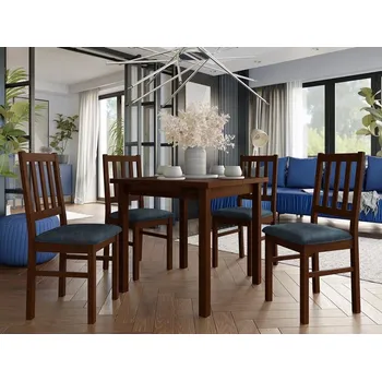 Jídelní stůl Sestava do jídelny 4+1 ADELBITE 1 - ořech / modrá