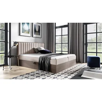 Postel Kontinentální postel 180x200 CHANTELLE 4 - tmavý dub / béžová + topper ZDARMA