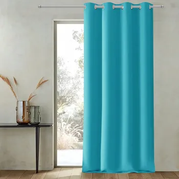 Obraz Závěs Modrý Matný Hladký Dekorace Okna do Obývacího pokoje 145x230P