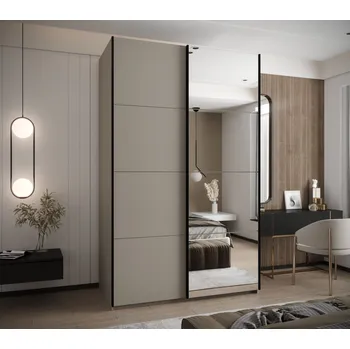 Šatní skříň Dvoudveřová skříň SAMARA 3 - 160 cm, kašmír / černá