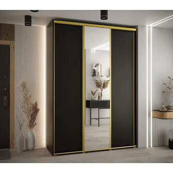 Šatní skříň Šatní skříň ASIRI 3 - 170/45 cm, černá / zlatá