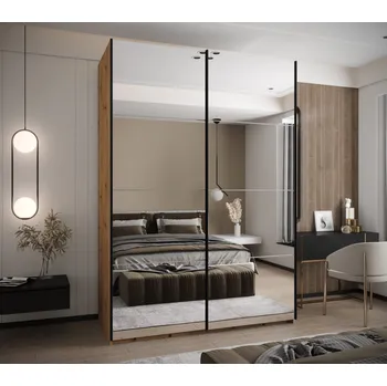 Šatní skříň Dvoudveřová skříň SAMARA 2 - 170 cm, dub artisan / bílá / černá