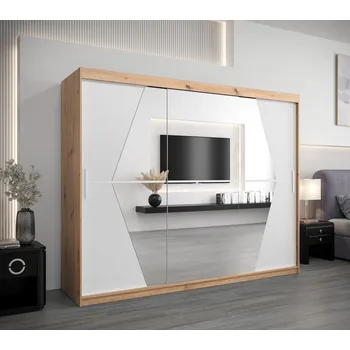 Šatní skříň Šatní skříň SAMANTA - šířka 250 cm, dub artisan / bílá