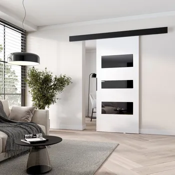 Interiérové dveře Posuvné dveře na stěnu BARRET 13 - 86 cm, bílé / černé