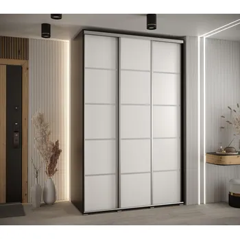 Šatní skříň Šatní skříň YVONA 4 - 150/60 cm, černá / bílá / stříbrná