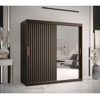 Šatní skříň Šatní skříň se zrcadlem RADKIN 2 - šířka 180 cm, černá