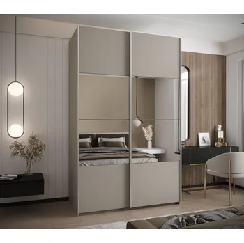 Šatní skříň Dvoudveřová skříň SAMARA 4 - 150 cm, kašmír / stříbrná