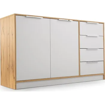 Komoda Velká kombinovaná komoda SAIDA - dub wotan / bílá