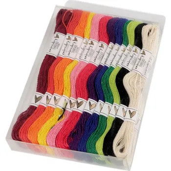 Příze Bavlněná příze vyšívací typ mouline sada 36 ks/8 m, střední, 2 mix tmavý