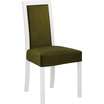 Jídelní židle Jídelní židle s látkovým potahem ENELI 3 - bílá / tmavá olivová