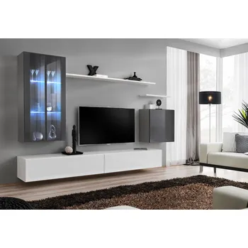 Obývací stěna Stěna do obývacího pokoje RIONATA 12 - grafit / bílá