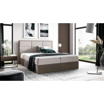 Postel Kontinentální postel 200x200 CHANTELLE 2 - tmavý dub / béžová + topper ZDARMA